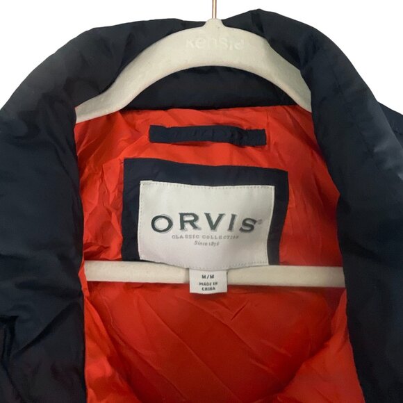 Orvis Down Vest Mens Quilted Outdoors Size M Zipper Pockets High Collar Winter - Picture 6 of 8
